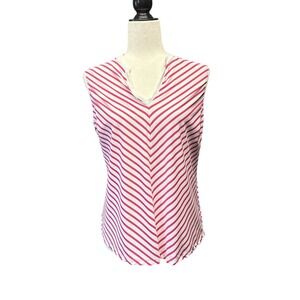 Tribal Sport Womens Pink White Striped Chevron Sleeveless Golf Top UPF 40 Medium